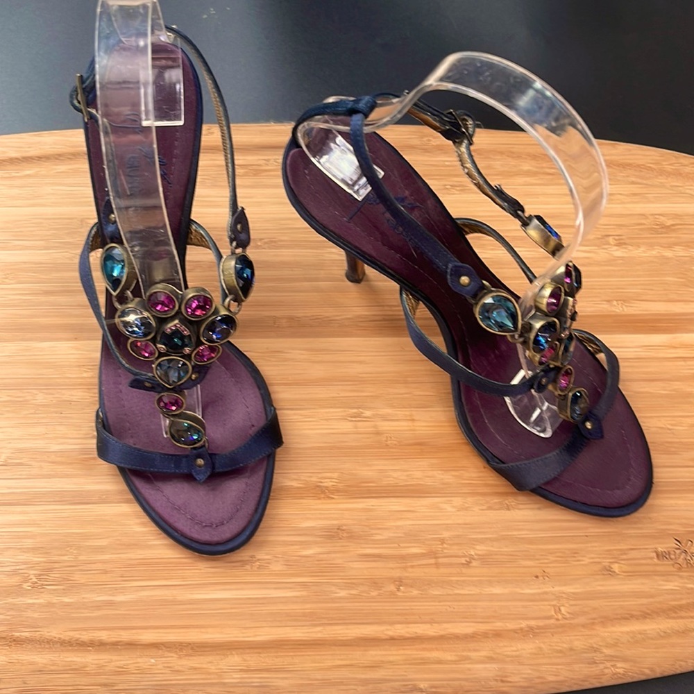 VINTAGE GLAM!!! Giuseppe encrusted purple, blue and pink stone heels.